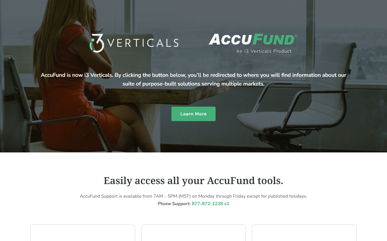 Screenshot of the AccuFund Accounting Suite vendor homepage