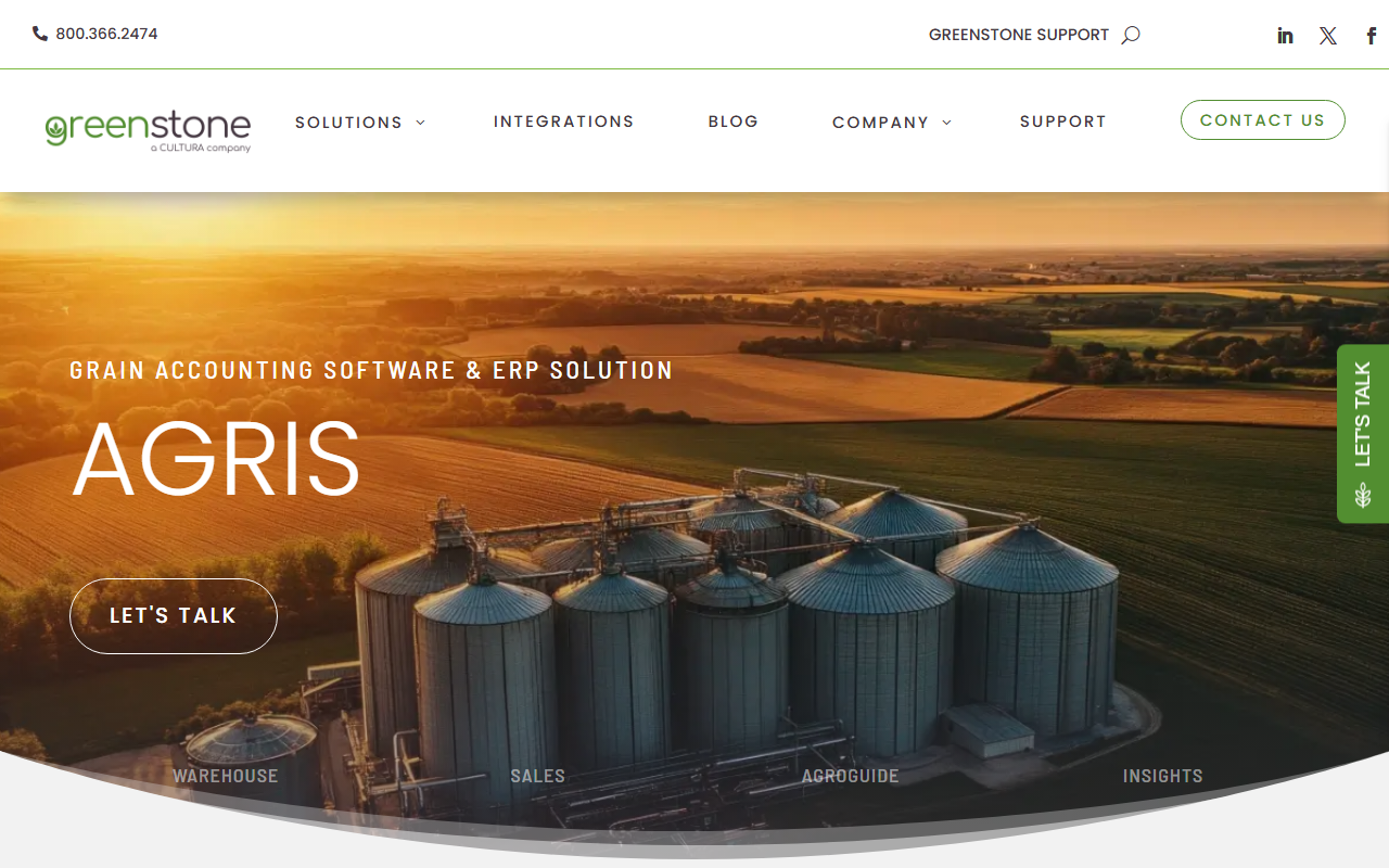 Screenshot of the AGRIS (Greenstone Systems) vendor homepage