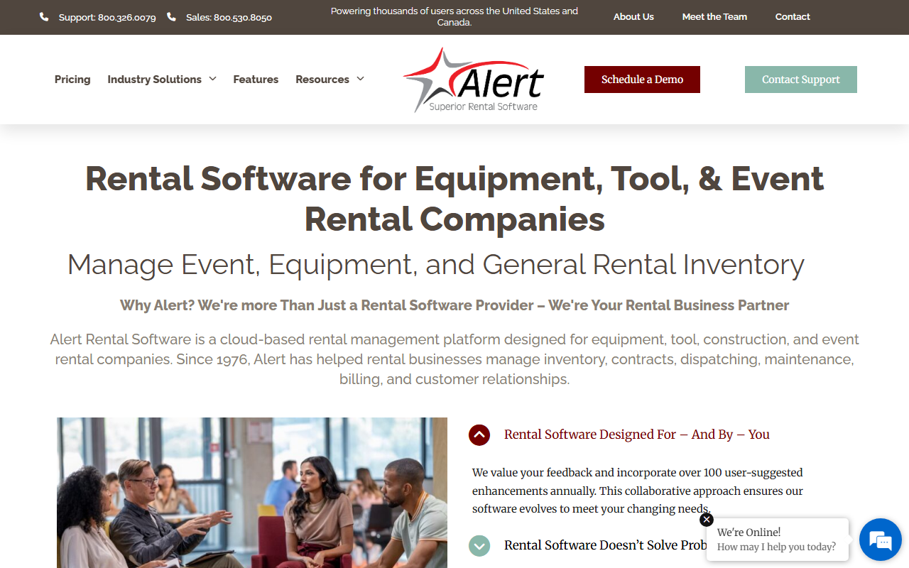 Screenshot of the Alert EasyPro vendor homepage