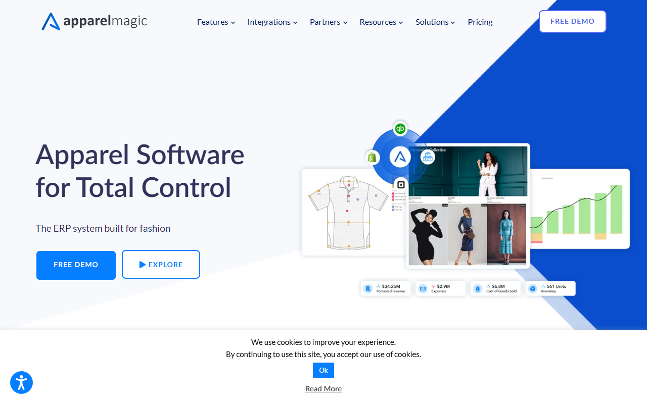 Screenshot of the ApparelMagic vendor homepage