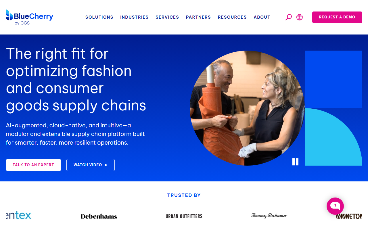 Screenshot of the BlueCherry (CGS) vendor homepage