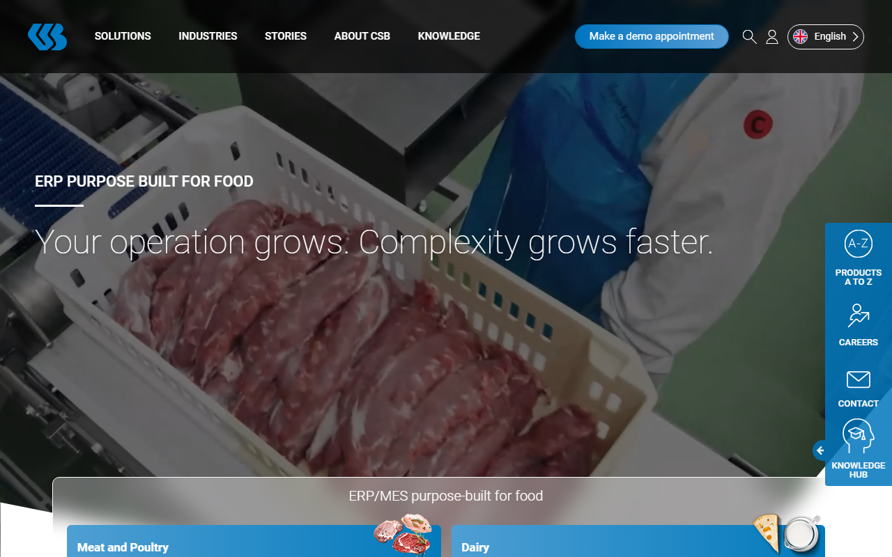 Screenshot of the CSB-System vendor homepage