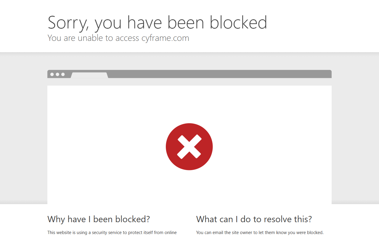 Screenshot of the CyFrame vendor homepage