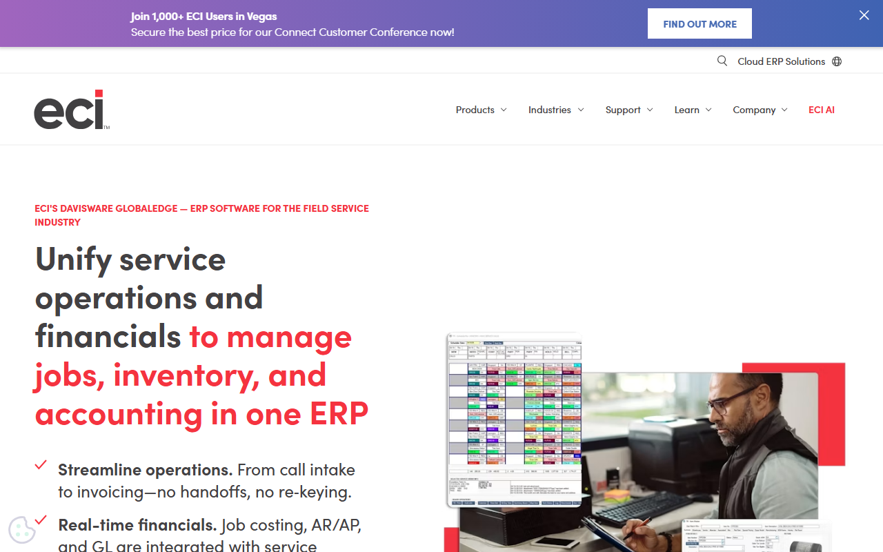 Screenshot of the Davisware GlobalEdge vendor homepage