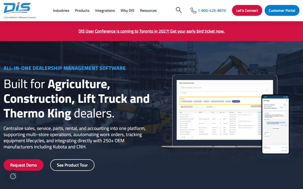 Screenshot of the DIS Quantum vendor homepage