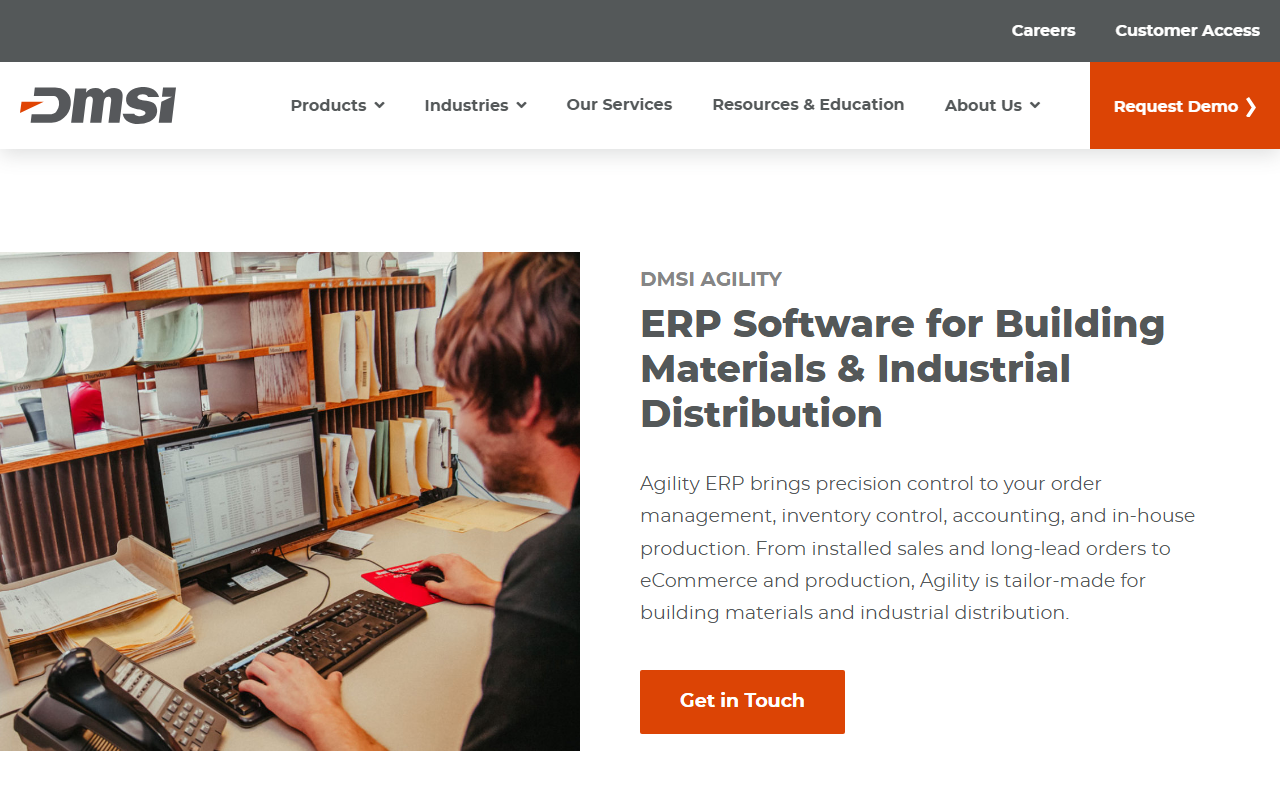Screenshot of the DMSi Agility vendor homepage