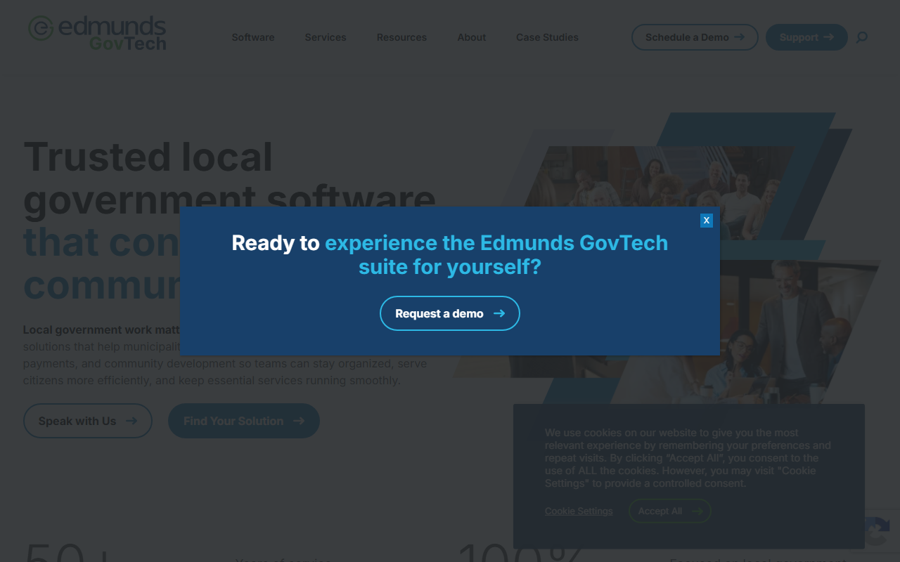 Screenshot of the Edmunds GovTech MCSJ vendor homepage