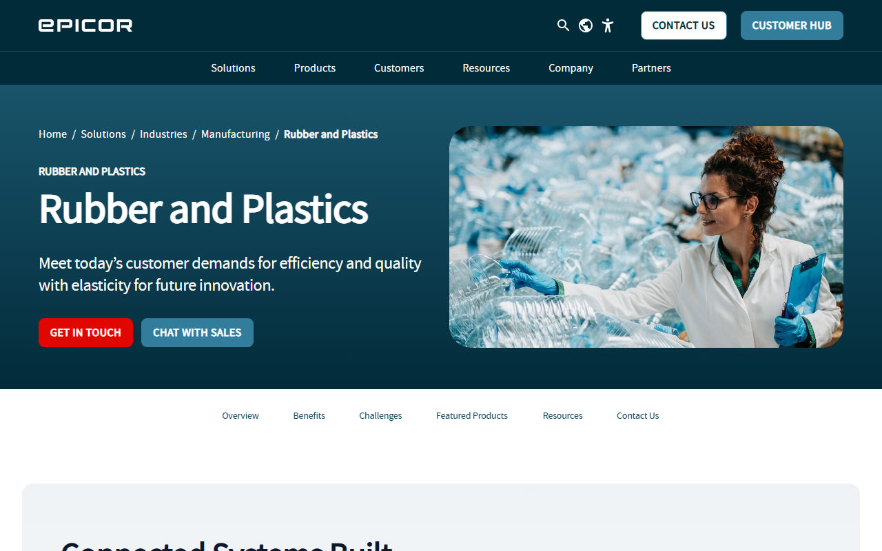 Screenshot of the Epicor Advanced MES vendor homepage