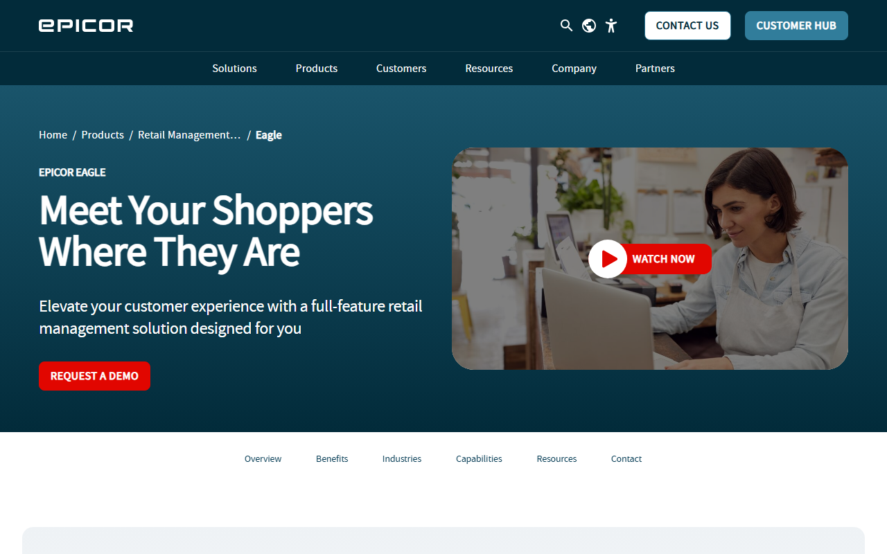 Screenshot of the Epicor Eagle vendor homepage