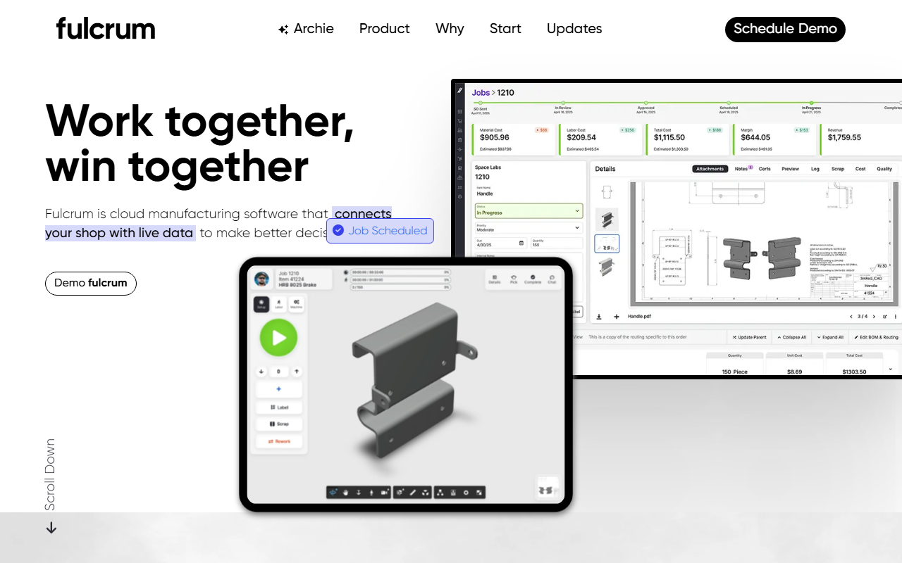 Screenshot of the Fulcrum vendor homepage