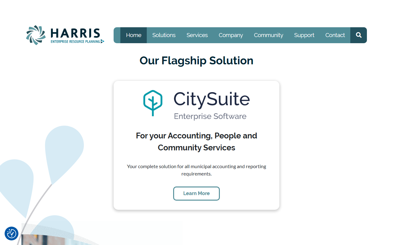 Screenshot of the Harris ERP CitySuite (Innoprise) vendor homepage