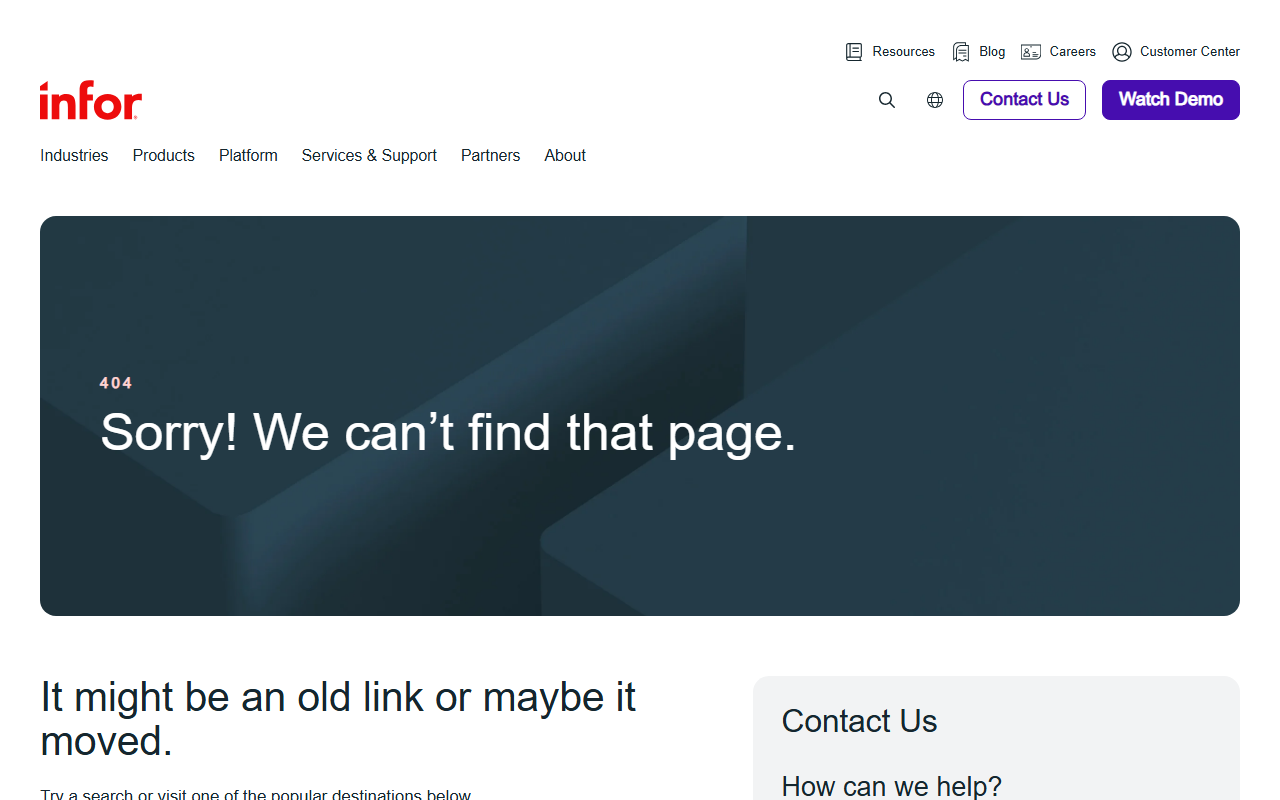Screenshot of the Infor LN (CloudSuite Industrial Enterprise) vendor homepage