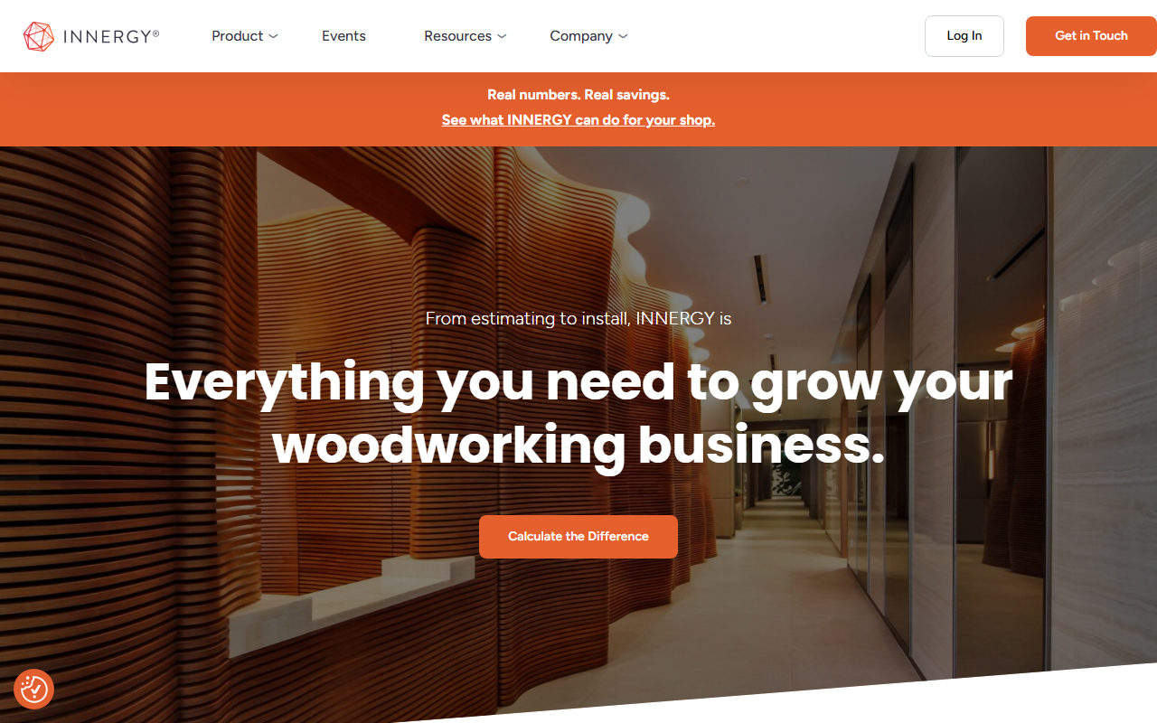 Screenshot of the INNERGY vendor homepage