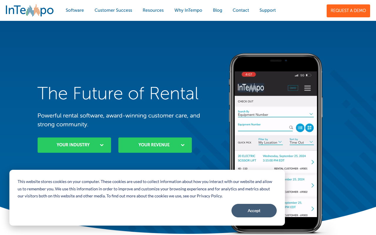 Screenshot of the InTempo Enterprise (InTempo Software) vendor homepage