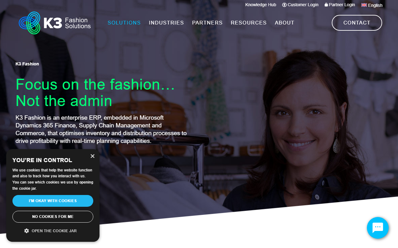 Screenshot of the K3 Fashion vendor homepage