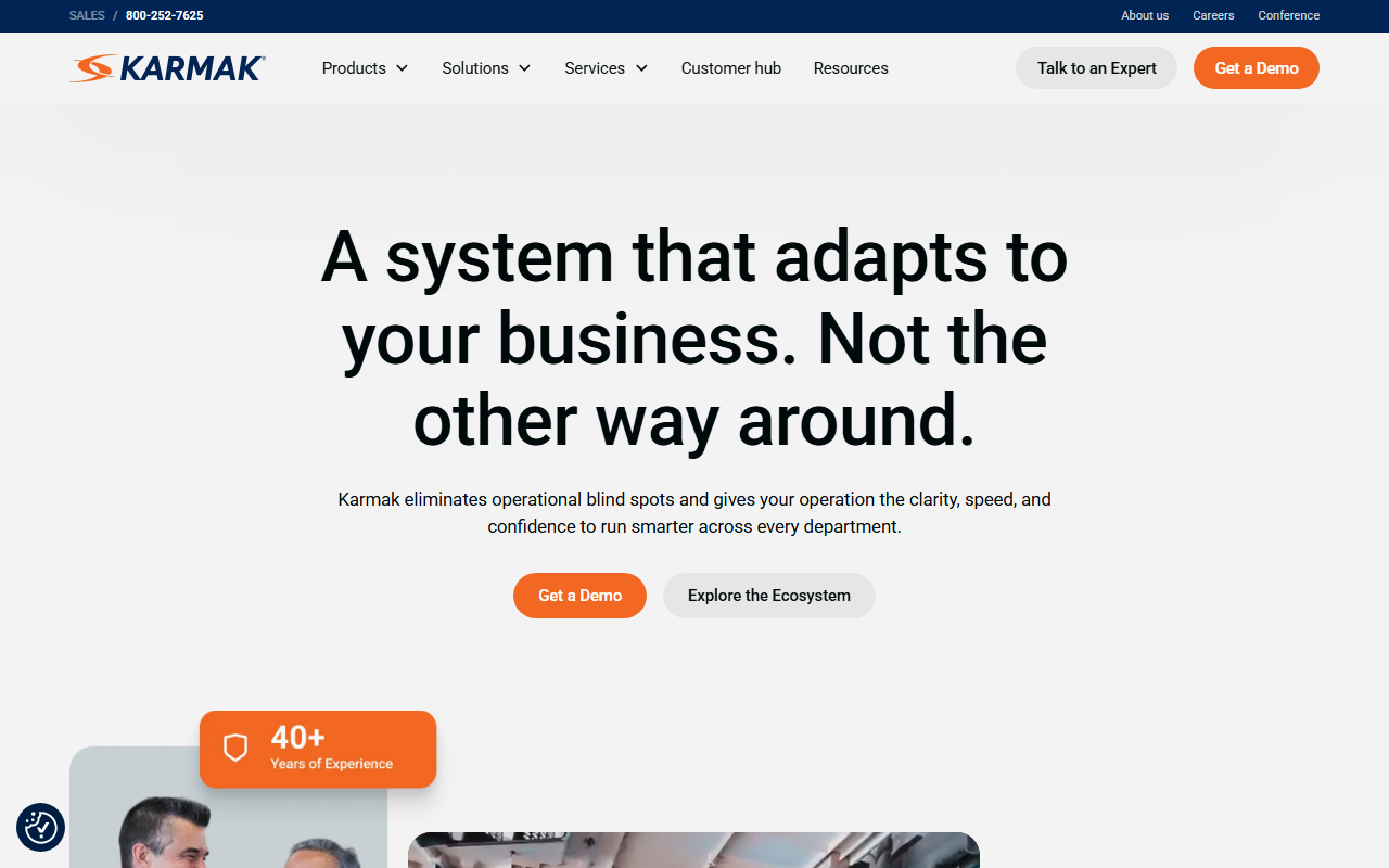 Screenshot of the Karmak Fusion vendor homepage