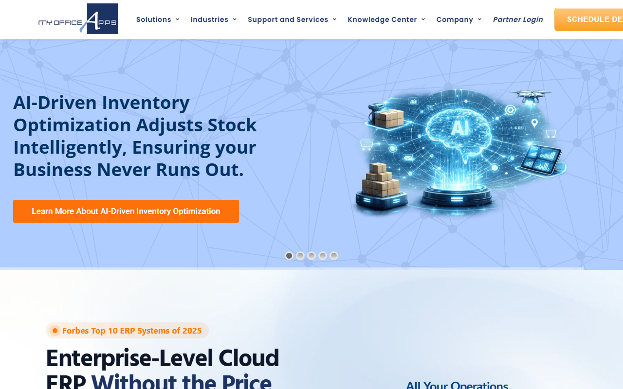 Screenshot of the Kechie ERP vendor homepage