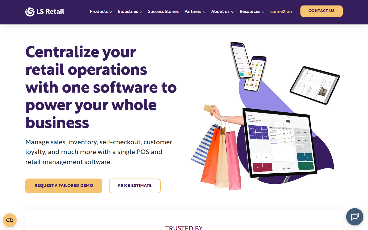 Screenshot of the LS Central vendor homepage
