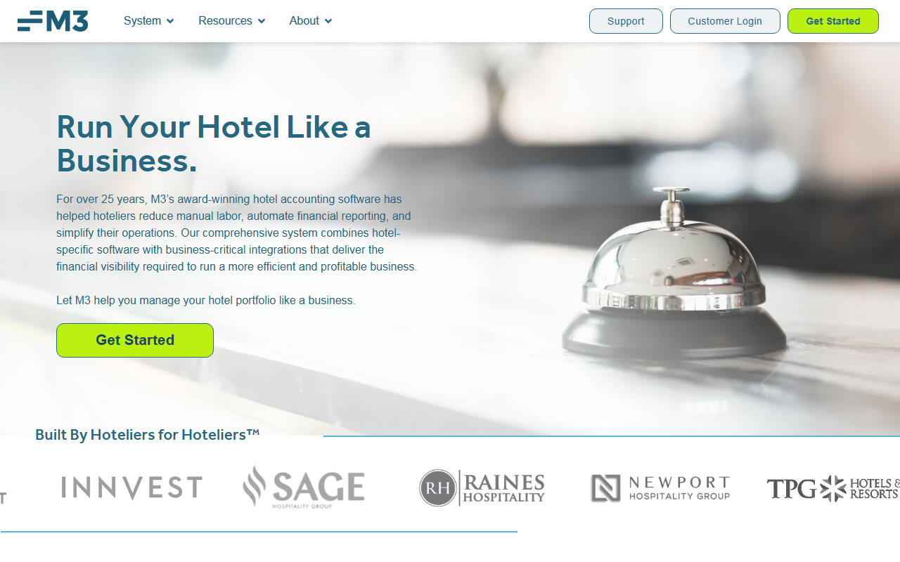 Screenshot of the M3 Accounting Core vendor homepage