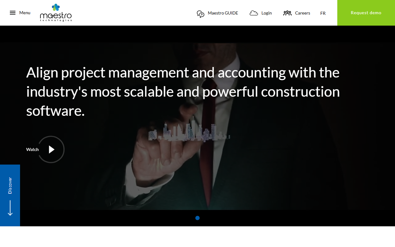 Screenshot of the maestro*ERP (Maestro Technologies) vendor homepage