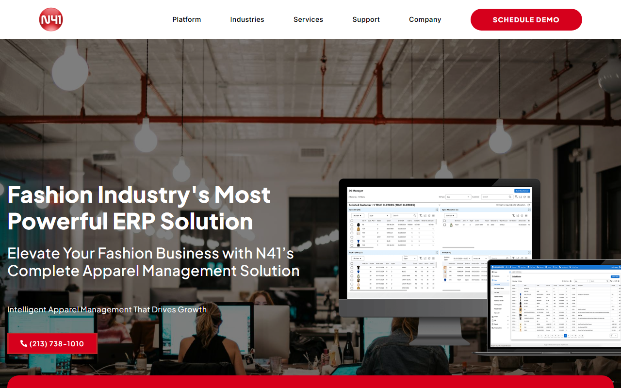 Screenshot of the N41 vendor homepage
