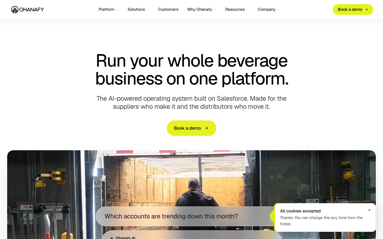 Screenshot of the Ohanafy vendor homepage