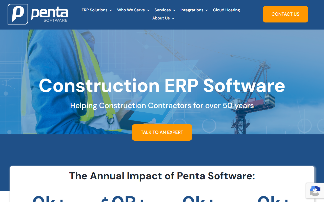 Screenshot of the PENTA vendor homepage