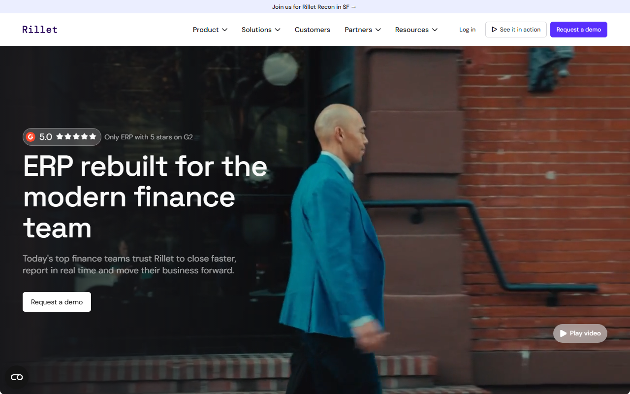 Screenshot of the Rillet vendor homepage