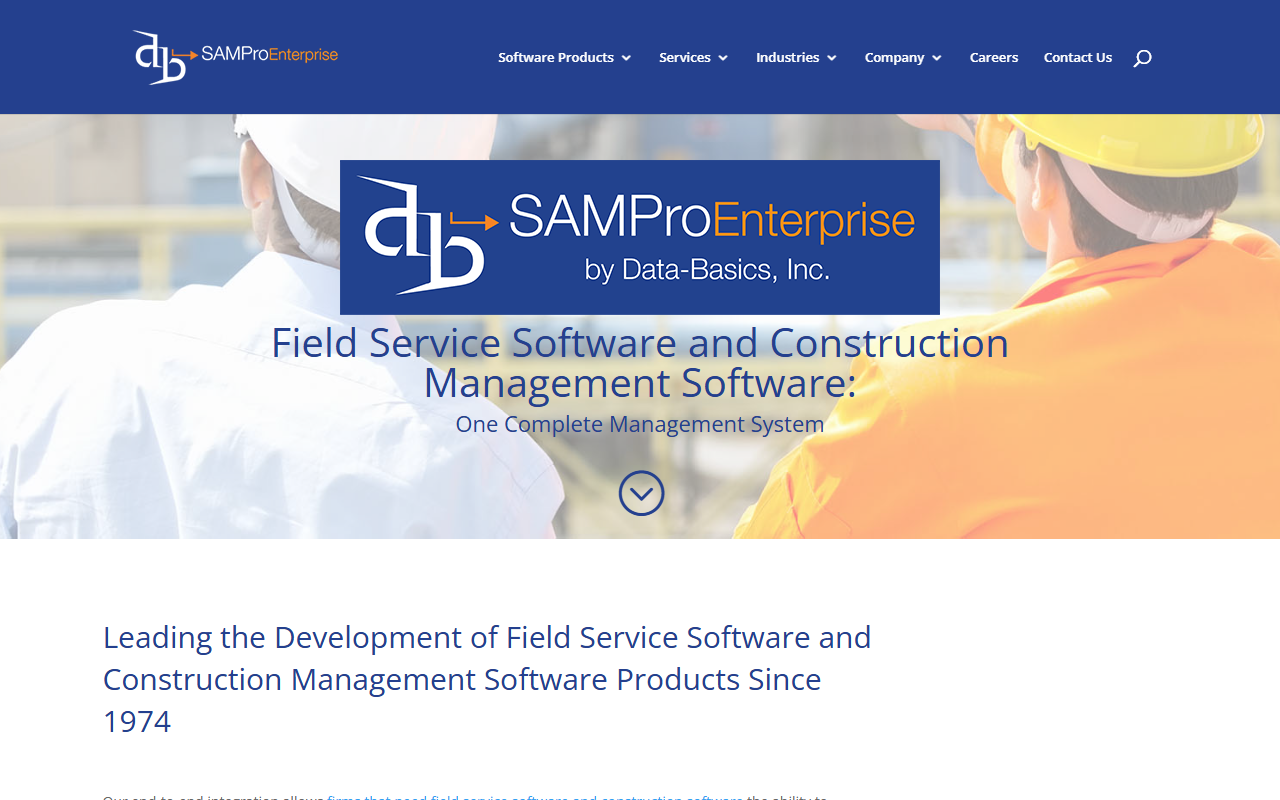 Screenshot of the SAMPro Enterprise vendor homepage
