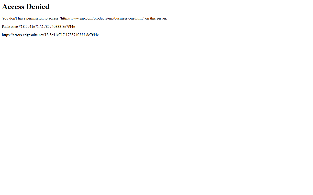 Screenshot of the SAP Business One vendor homepage