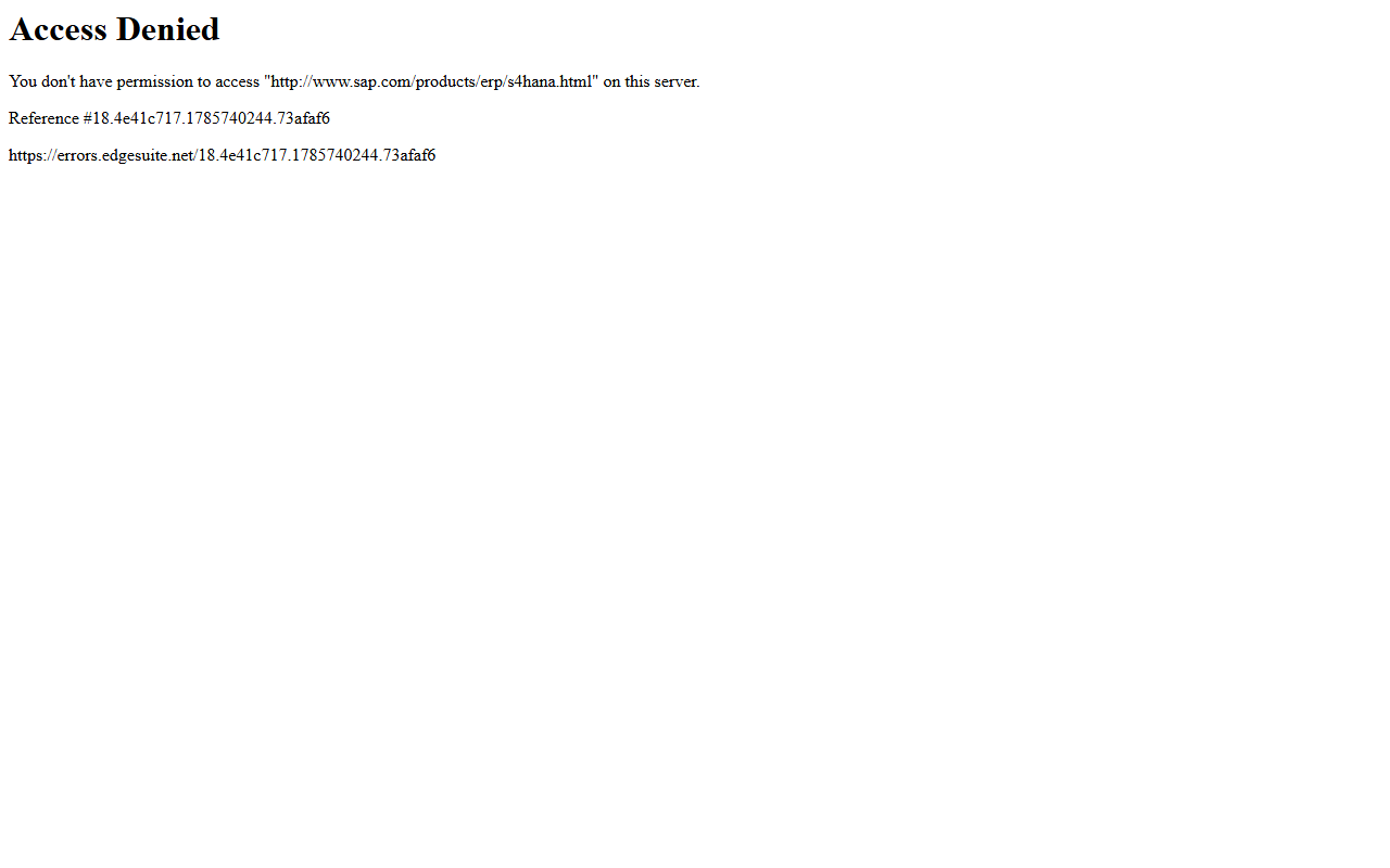 Screenshot of the SAP S/4HANA (SAP Cloud ERP) vendor homepage