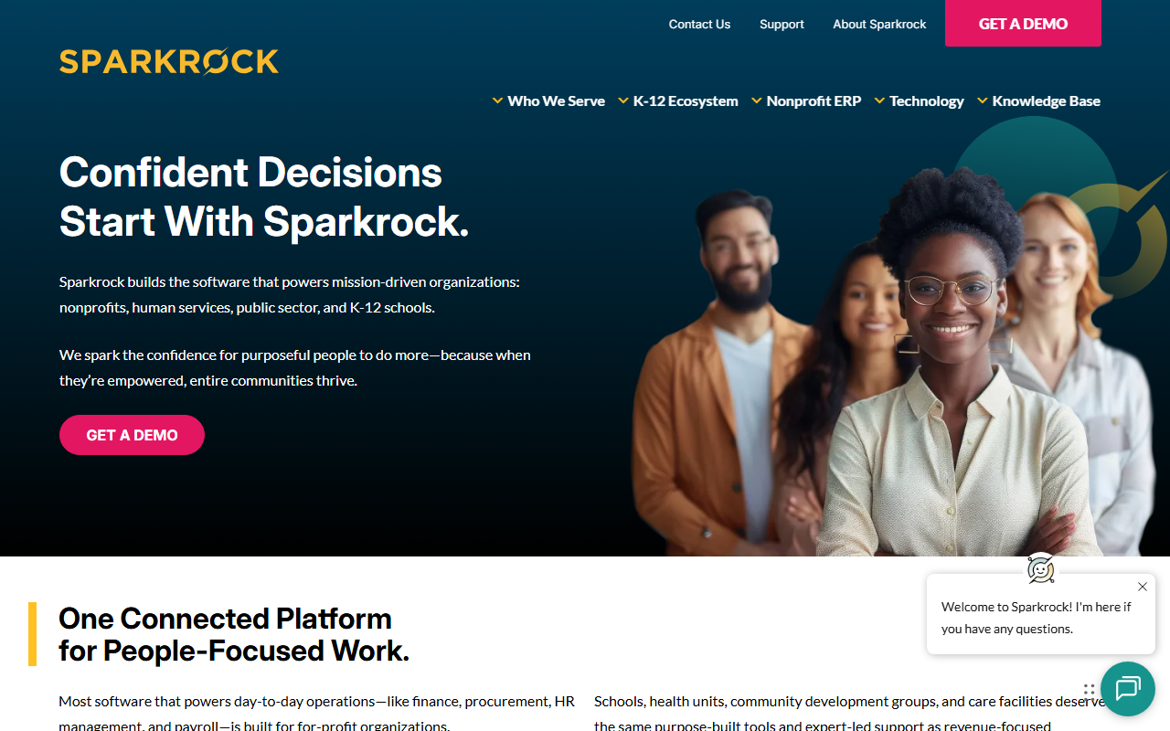 Screenshot of the Sparkrock 365 vendor homepage