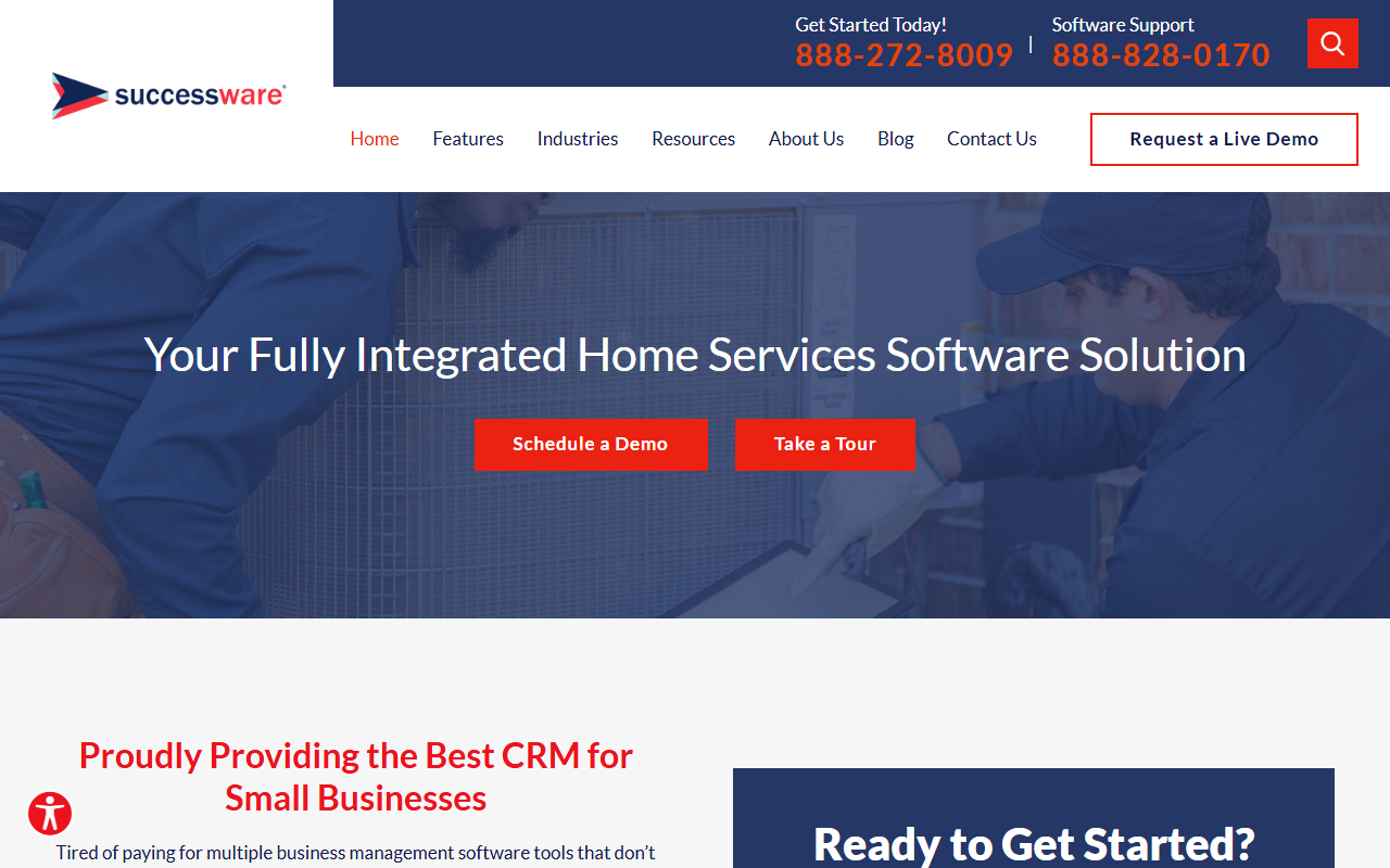 Screenshot of the Successware vendor homepage