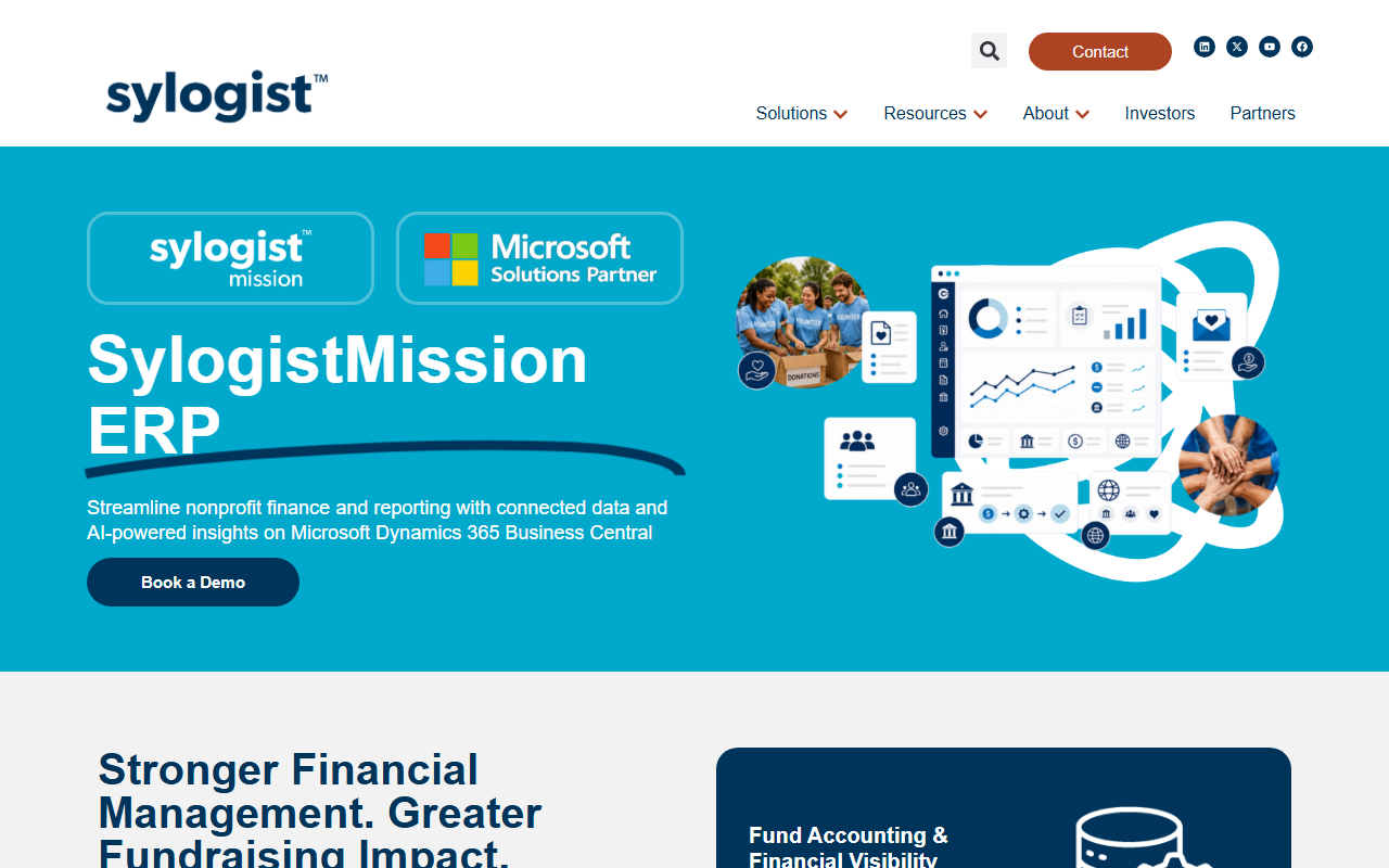 Screenshot of the SylogistMission ERP vendor homepage