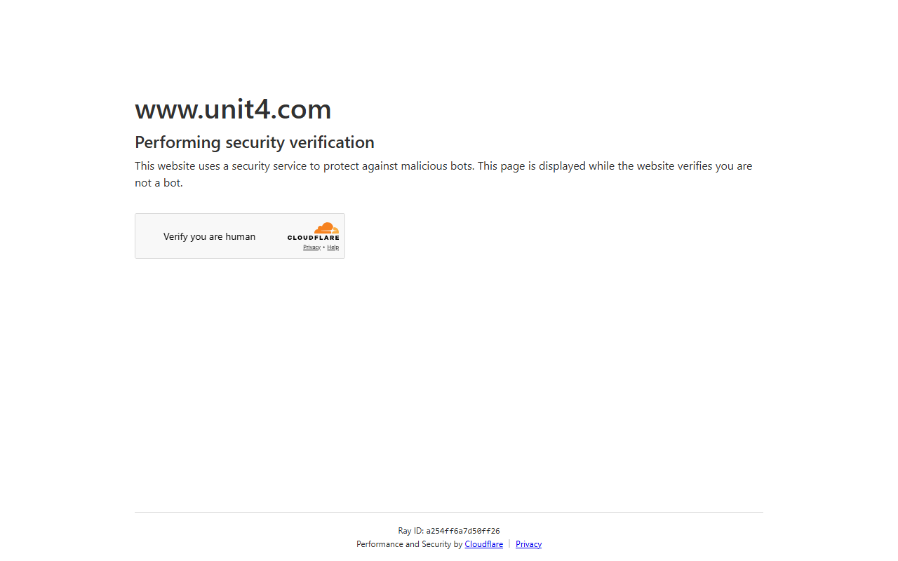 Screenshot of the Unit4 ERP vendor homepage