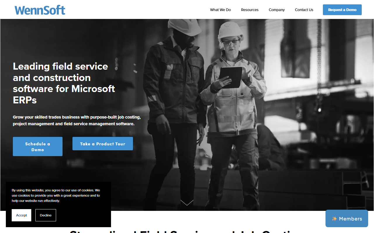 Screenshot of the WennSoft Signature vendor homepage